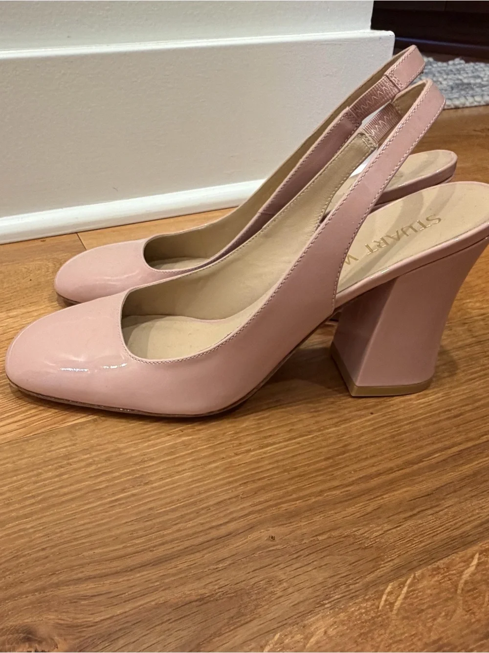 Stuart Weitzman Blush Patent Slingback Pumps